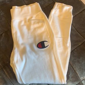 white champion jogger sweatpants